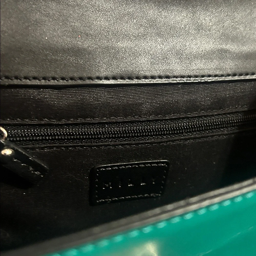 MILLY Aqua Leather Turquoise Envelope Crossbody Bag - Picture 7 of 7